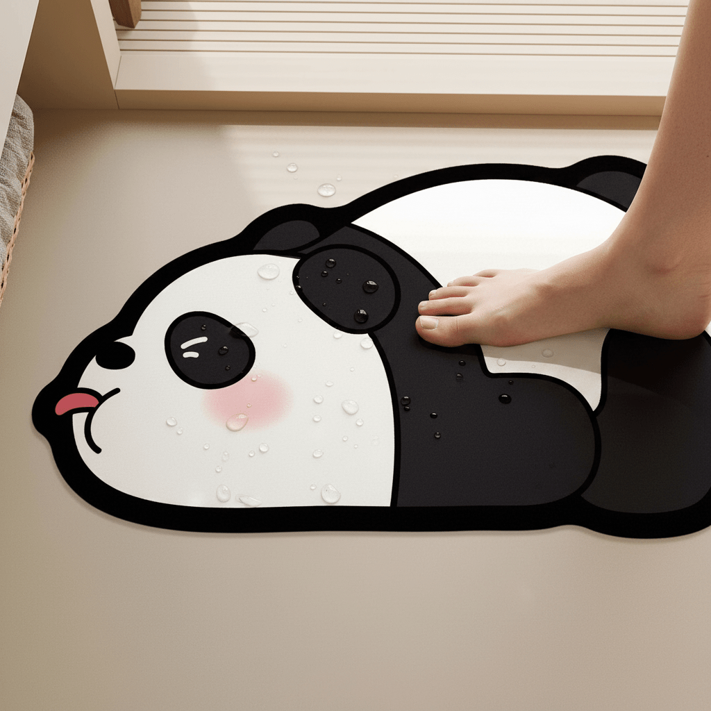 Tapis de bain panda farceur — Douceur & Bonne Humeur pour votre salle de bain