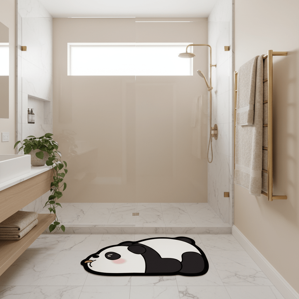 Tapis de bain panda farceur — Douceur & Bonne Humeur pour votre salle de bain