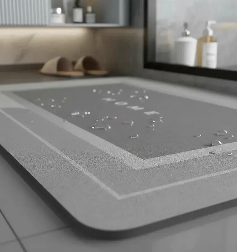 Tapis de bain séchage rapide gris pour une salle de bain