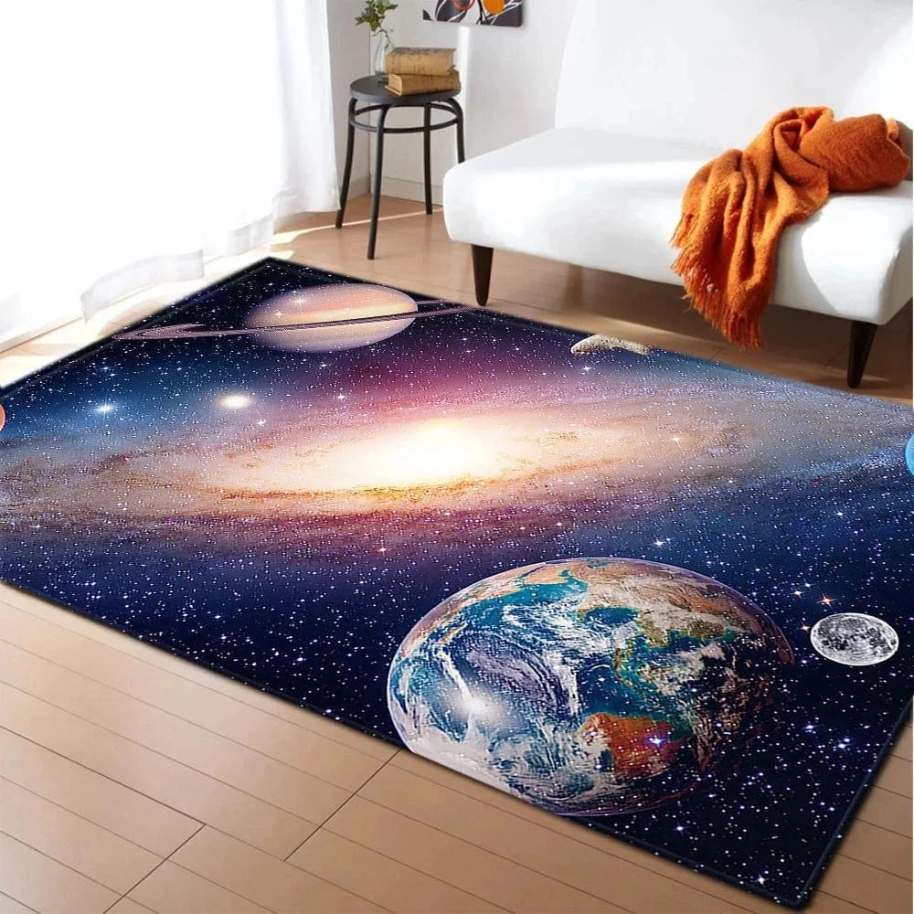 Ma boutique Bleu / 40x60cm 16x24 inch Tapis de chambre d'enfant Planètes et Galaxie