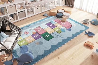 Tapis de chambre style marelle sous l'eau
