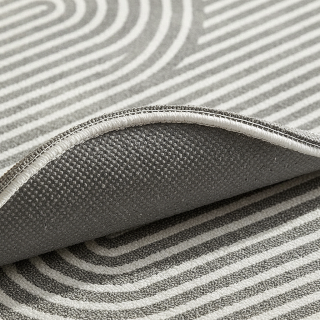 Tapis de cuisine antidérapant gris ovales à rayures – Double confort et sécurité