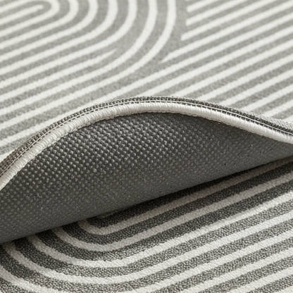 Tapis de cuisine antidérapant gris ovales à rayures – Double confort et sécurité