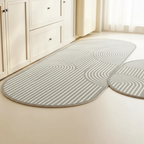Tapis de cuisine antidérapant gris ovales à rayures – Double confort et sécurité