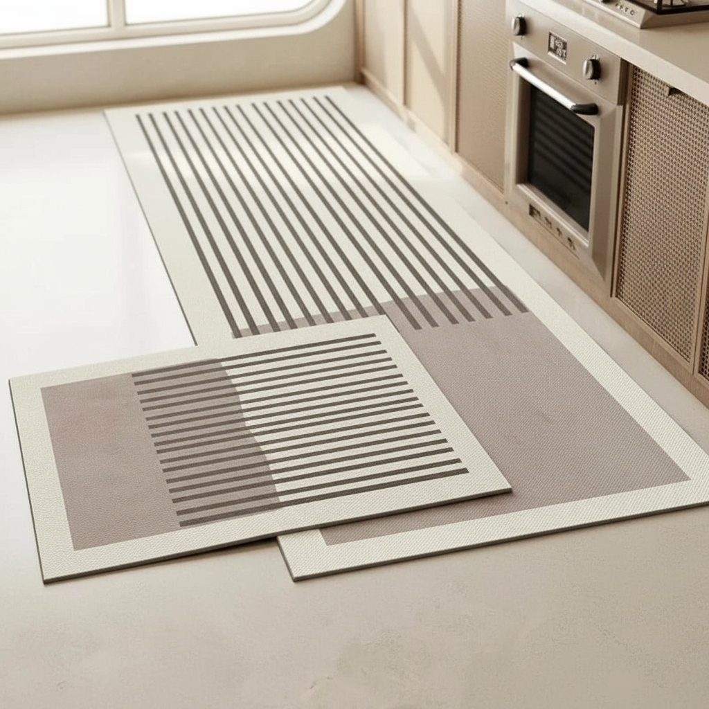 Tapis de cuisine antidérapant rectangle rayer pour un confort optimal