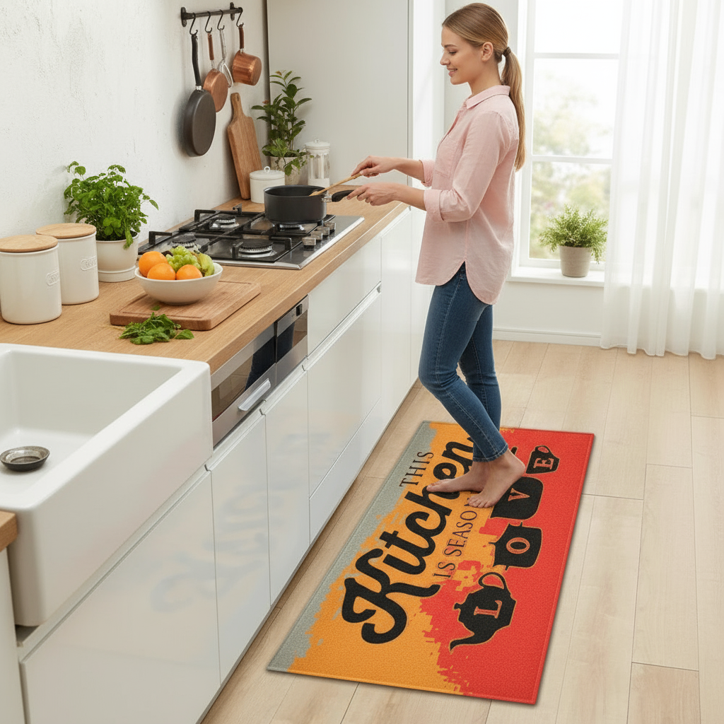 Tapis de Cuisine Élégant Saisonnière Avec Amour pour un Confort Inégalé