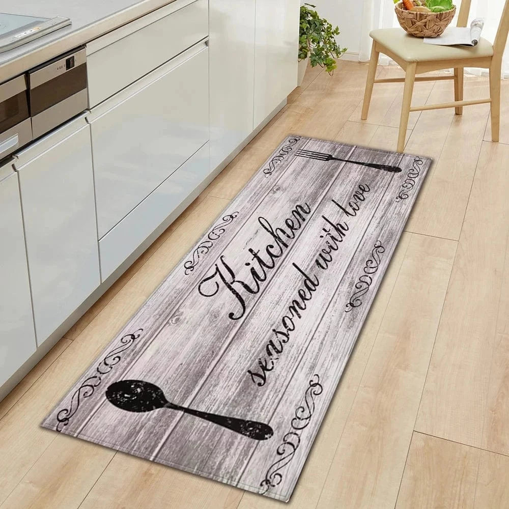 Cosysol Gris / 40cmx60cm Tapis de Cuisine Kitchen Seasoned With Love Classique