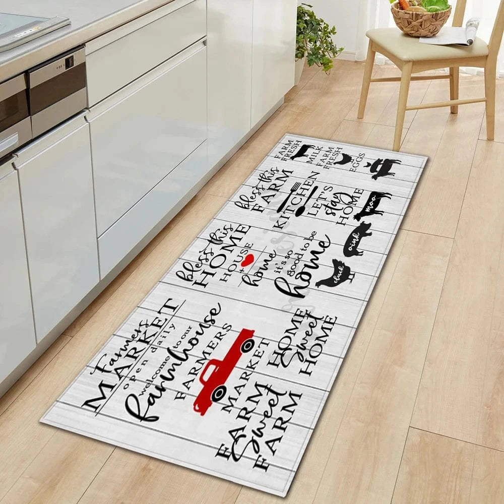 Cosysol Blanc / 40cmx60cm Tapis de cuisine moderne Farmers Market