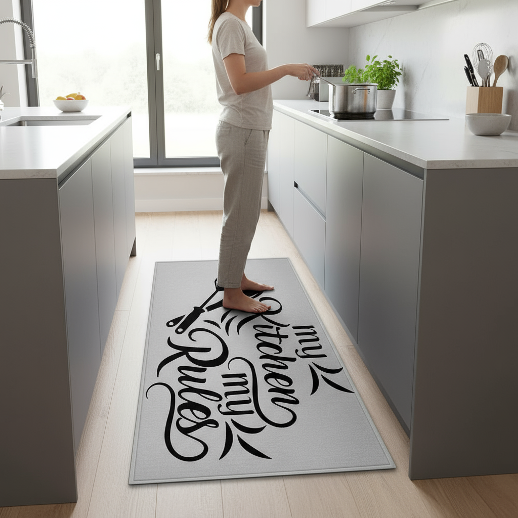 Tapis de cuisine moderne gris - my Kitchen my Rules