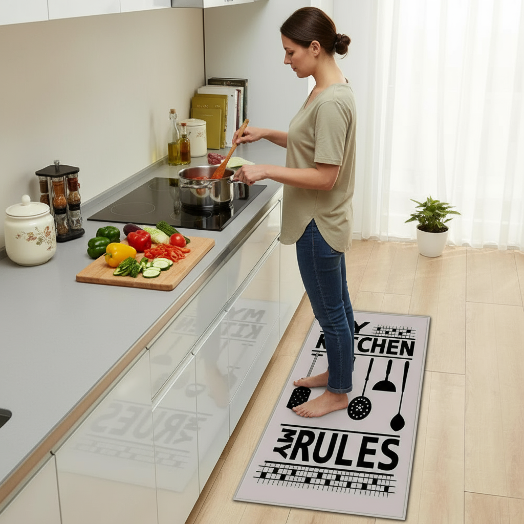 Tapis de cuisine moderne My Kitchen My Rules - Élégance et Fonctionnalité
