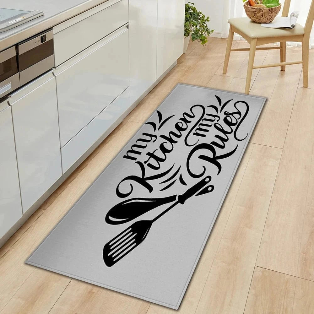 Cosysol Gris / 40cmx60cm Tapis de cuisine moderne my Kitchen my Rules Gris