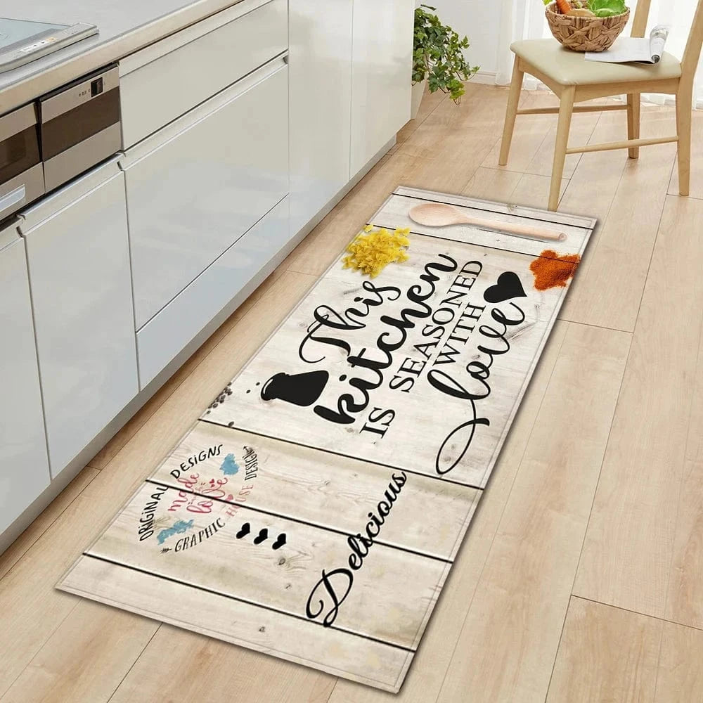 Cosysol Beige / 40cmx60cm Tapis de cuisine moderne This Kitchen Love Delicious