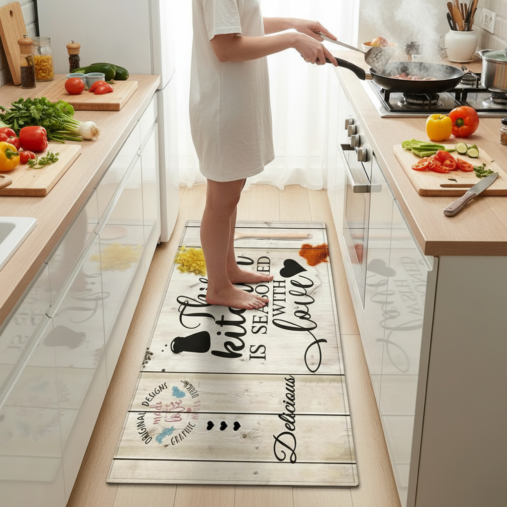 Tapis de cuisine moderne This Kitchen Love Delicious - Élégance et Fonctionnalité