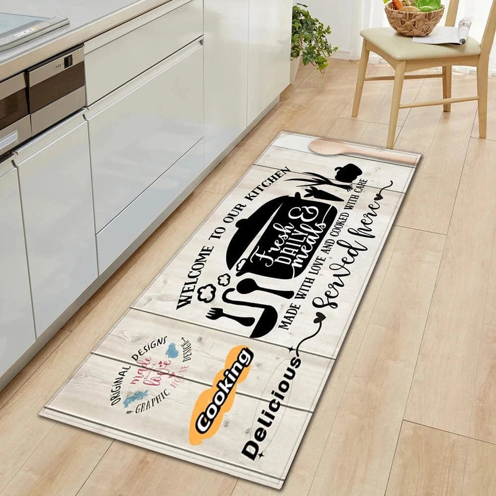 Cosysol Blanc / 40cmx60cm Tapis de Cuisine Welcom to our Kitchen Served Here