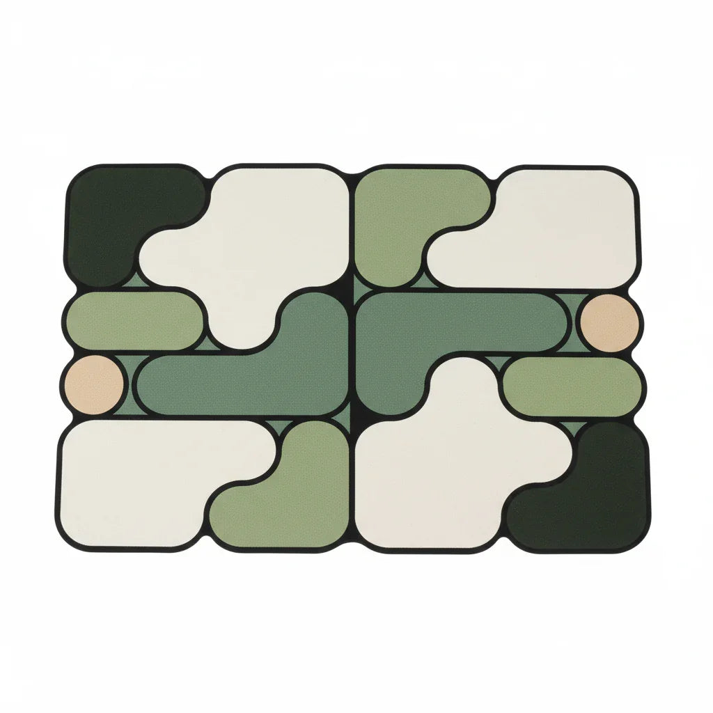 Tapis de sol absorbant diatomées vert pour un intérieur sec et élégant