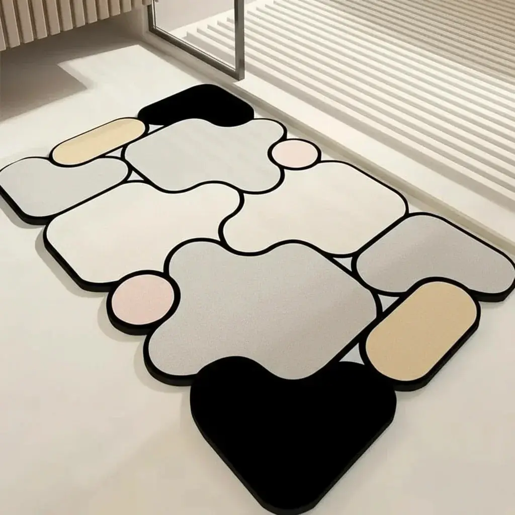 Tapis de sol diatomées beige absorbant et élégant