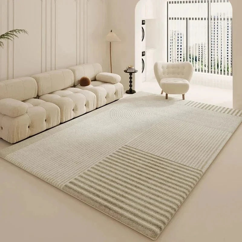 Ma boutique Beige / 80x120cm Tapis de style Wabi-sabi Beige petite rayure café