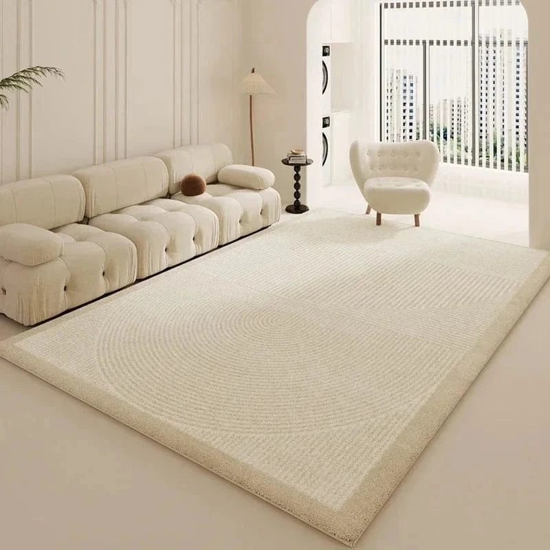 Ma boutique Beige / 80x120cm Tapis de style Wabi-sabi Beige Rayure encadrer