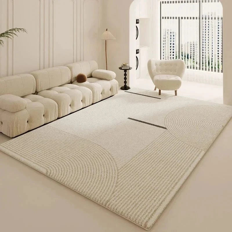 Ma boutique Beige / 80x120cm Tapis de style Wabi-sabi Beige rayure et élégance