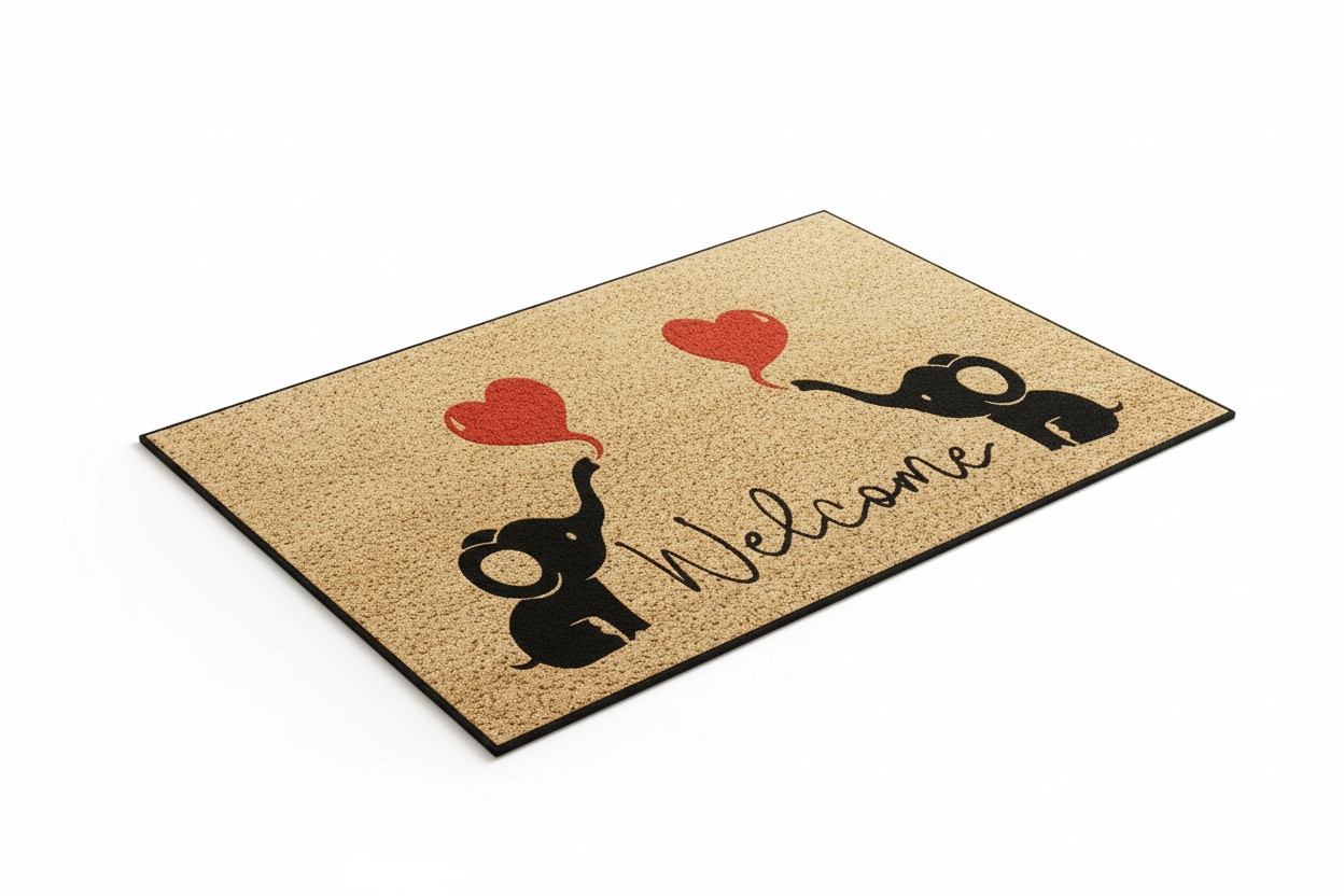 Tapis d'entrée cœur d'éléphant Welcome