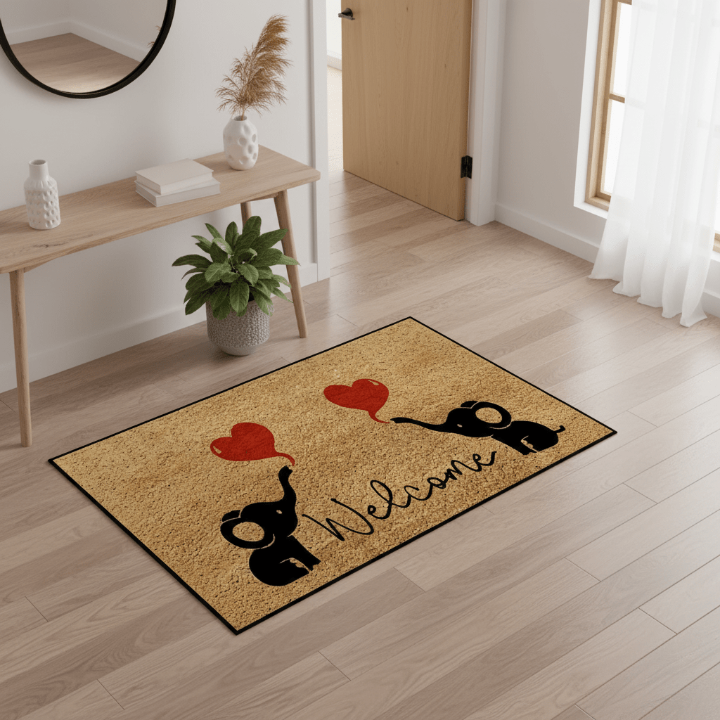Tapis d'entrée cœur d'éléphant