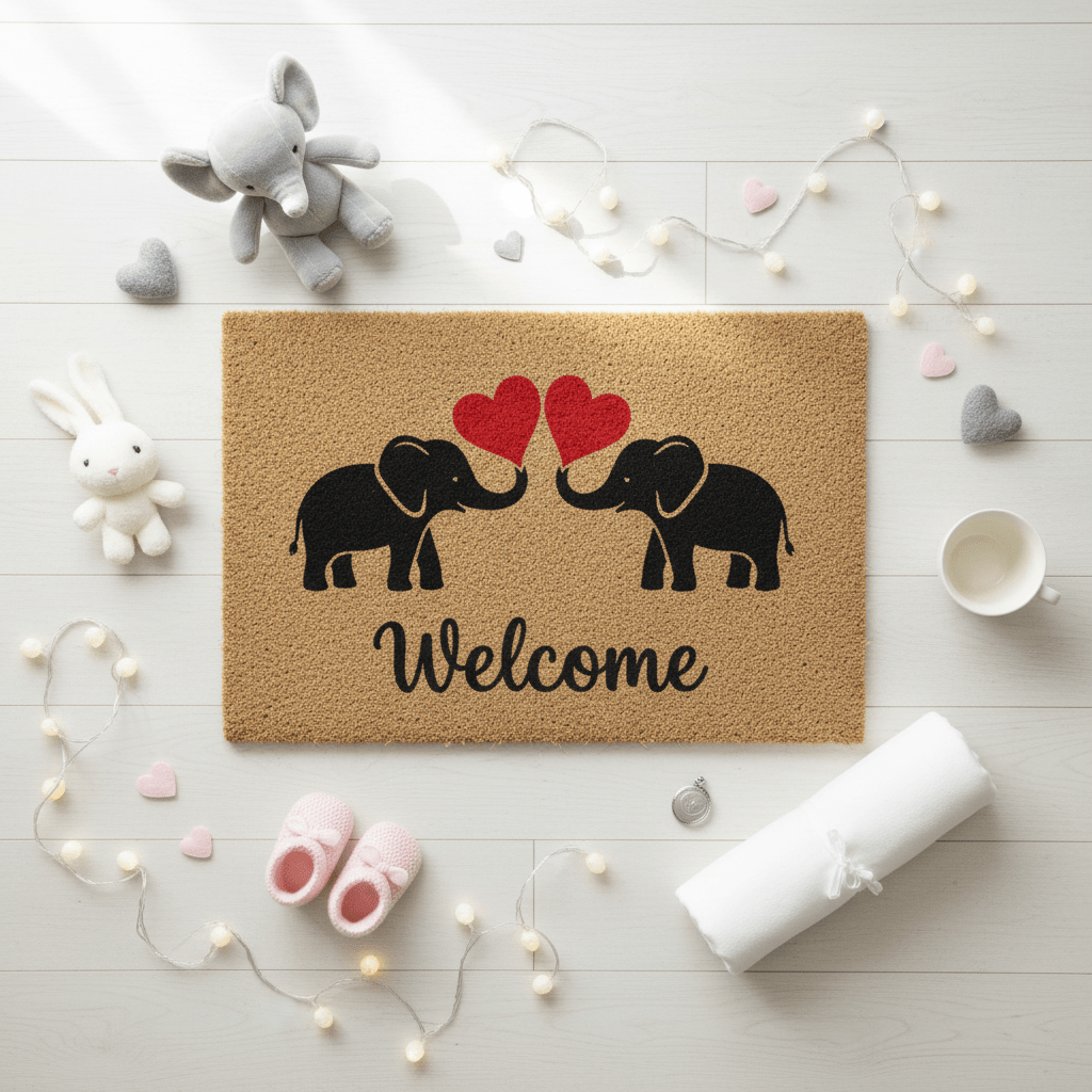 Tapis d'entrée cœur d'éléphant