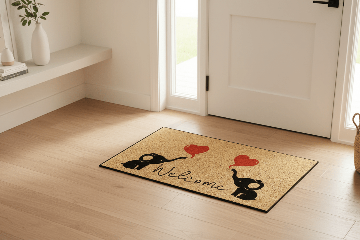Tapis d'entrée cœur d'éléphant