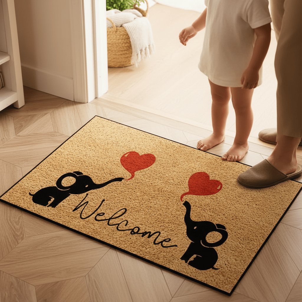 Tapis d'entrée cœur d'éléphant