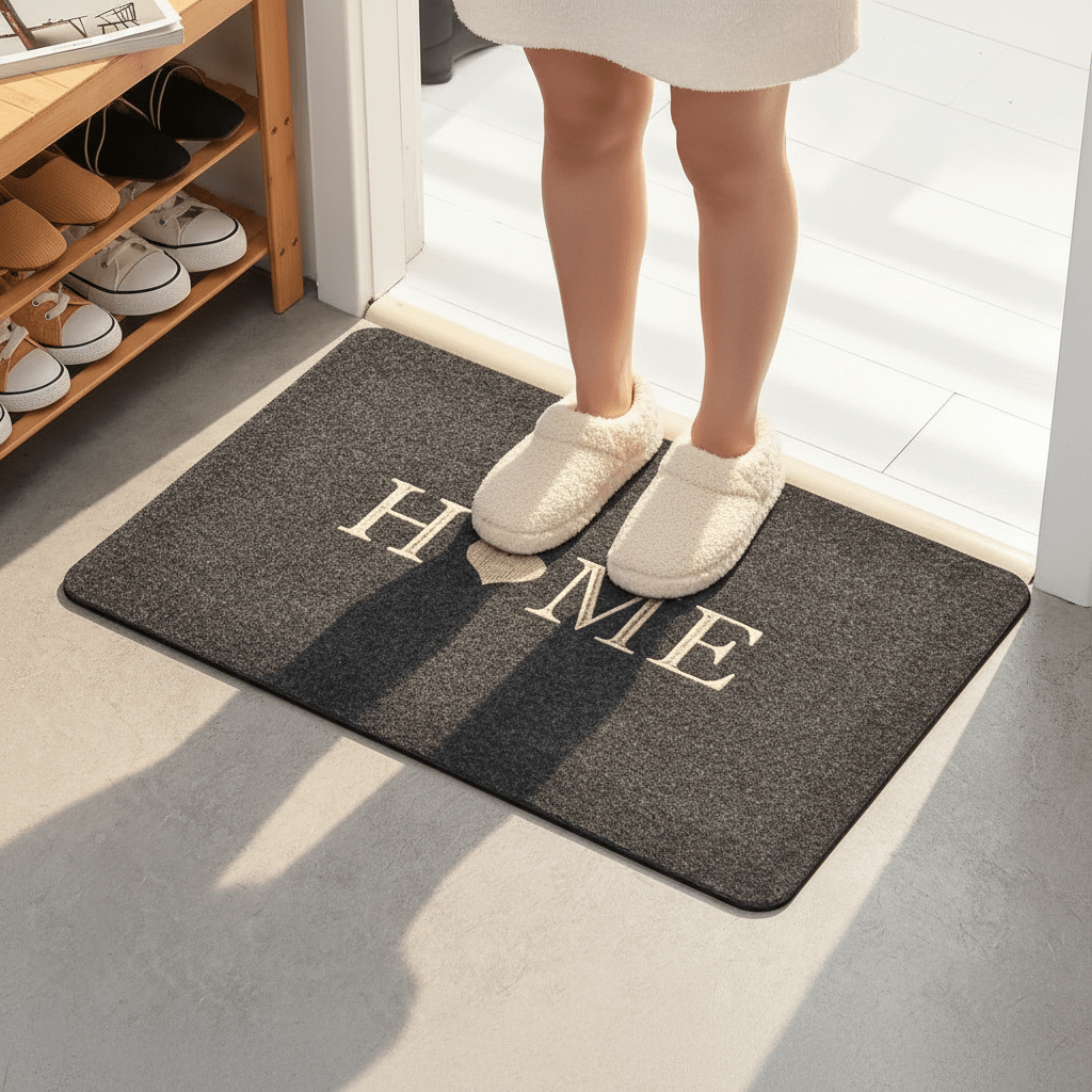 Tapis d'entrée confortable maison cœur