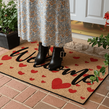 Tapis d'entrée motif cœurs