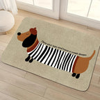 Tapis d'entrée rayé à motif teckel