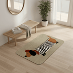 Tapis d'entrée rayé à motif teckel