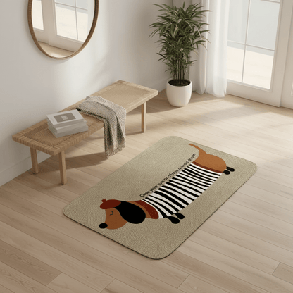 Tapis d'entrée rayé à motif teckel