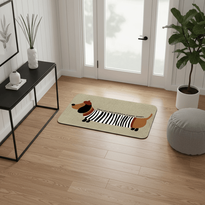 Tapis d'entrée rayé à motif teckel