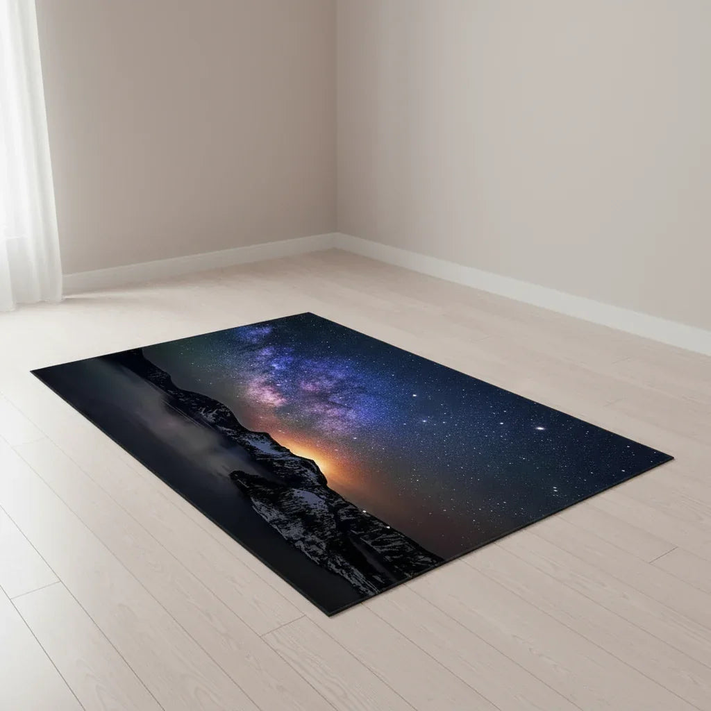 Tapis enfant paysage étoilé - Élégance nocturne pour la chambre d'enfant Bleu / 40x60cm