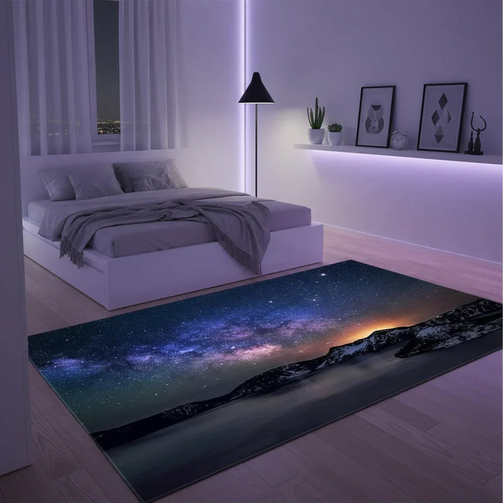 Tapis enfant paysage étoilé - Élégance nocturne pour la chambre d'enfant