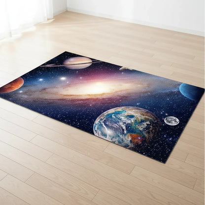 Tapis enfant planètes galaxie pour une chambre d'éveil magique Bleu / 40x60cm