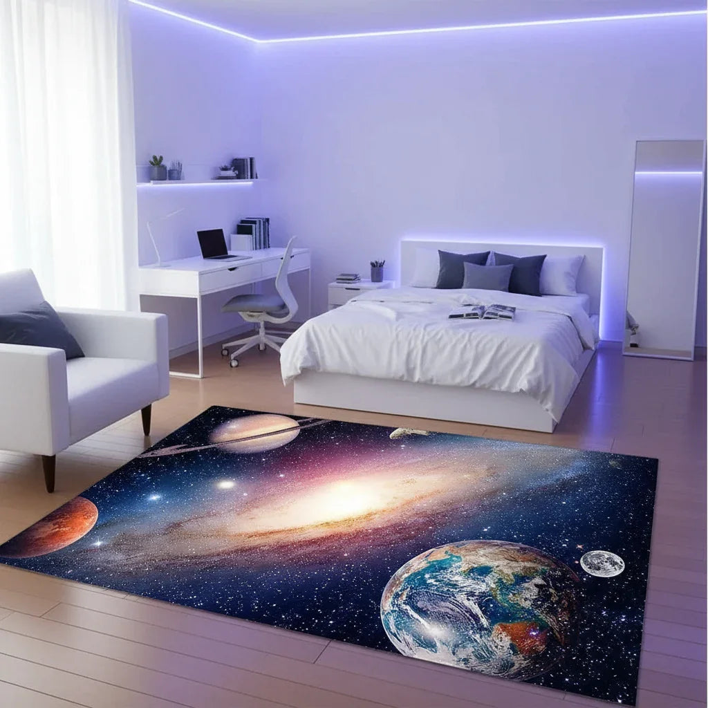 Tapis enfant planètes galaxie pour une chambre d'éveil magique