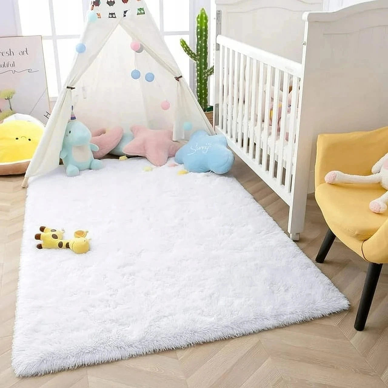 Ma boutique Blanc / 160cmx200cm Tapis épais et moelleux Shaggy Blanc