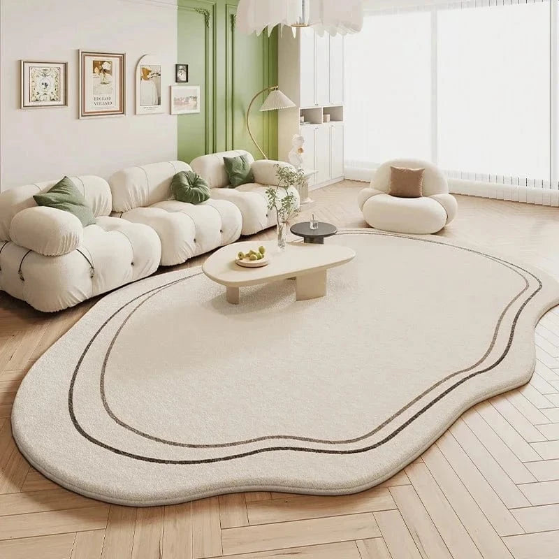 Ma boutique Beige / 80x120cm Tapis forme irrégulière de salon Beige Contour Marron