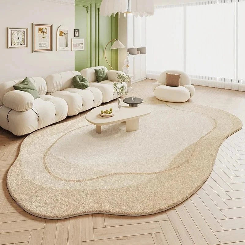 Ma boutique Beige / 200x250cm Tapis forme irrégulière de salon Beige Crème