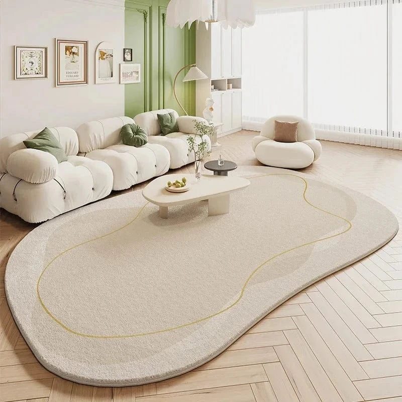Ma boutique Beige / 80x120cm Tapis forme irrégulière de salon Couleur crème