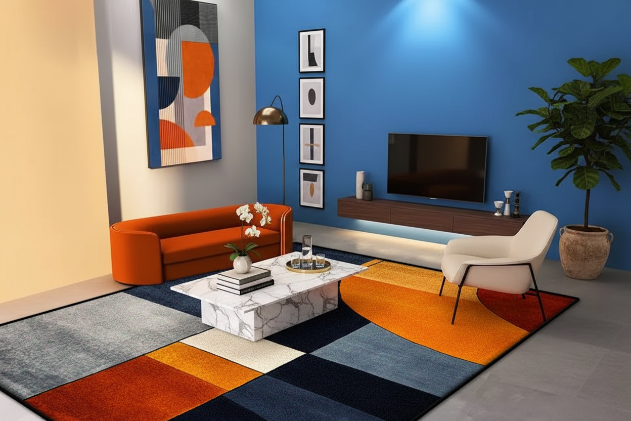 Tapis géométrique classe et chic - Espace ouvert luxueux