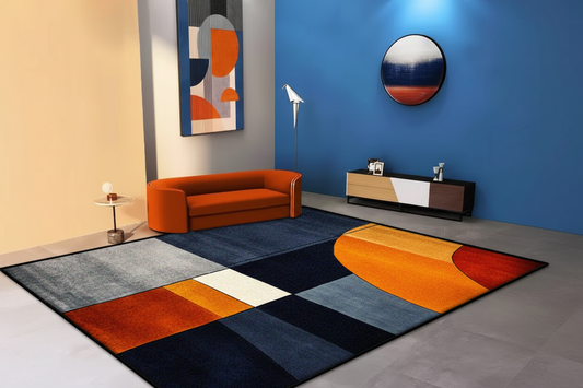 Tapis géométrique classe et chic - Salon haut de gamme golden hour
