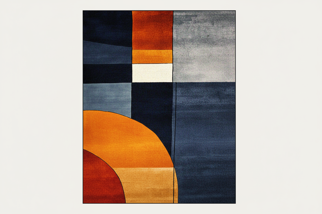 Tapis géométrique classe et chic - Vue aérienne du dessus