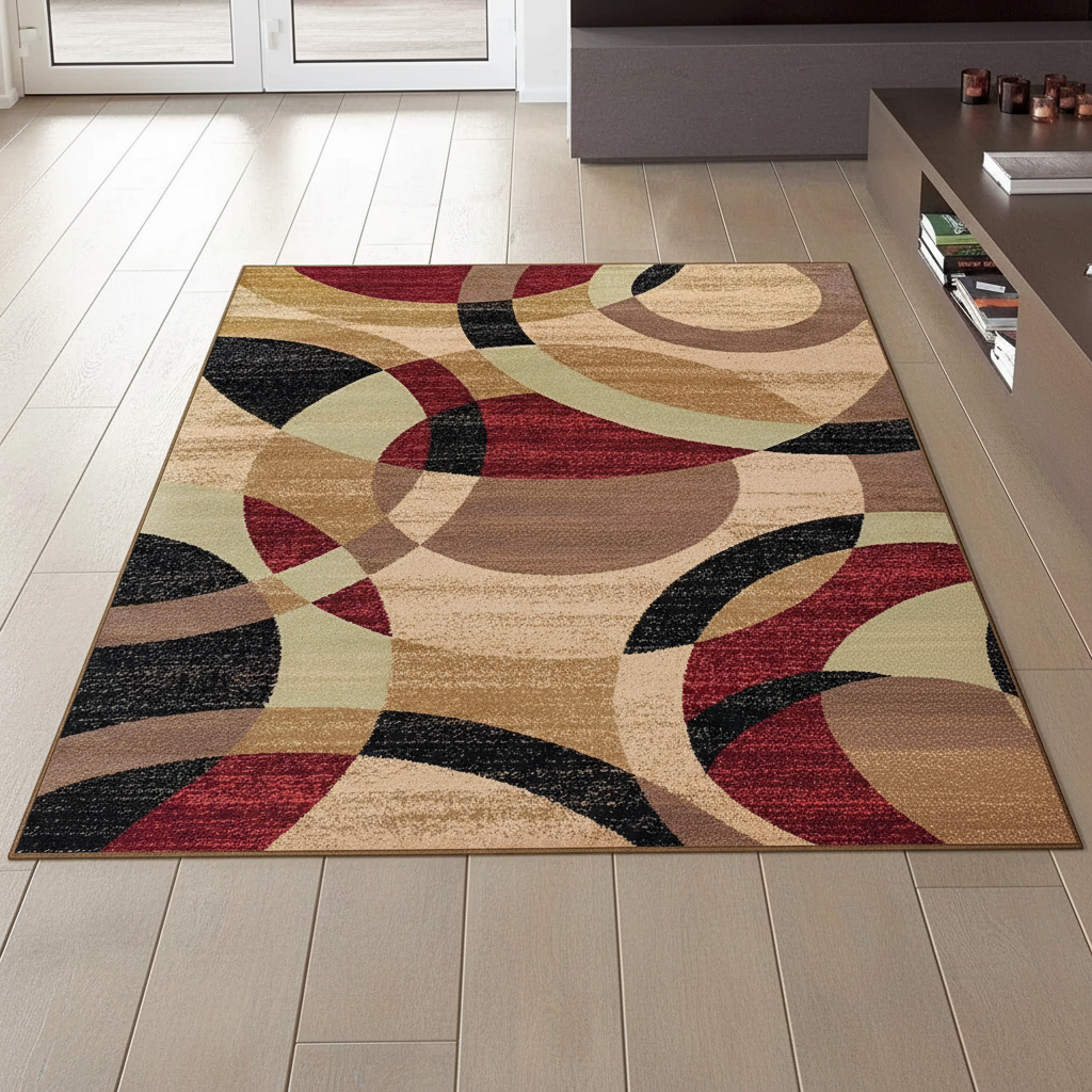 Tapis géométrique nordique chic en marron design élégant