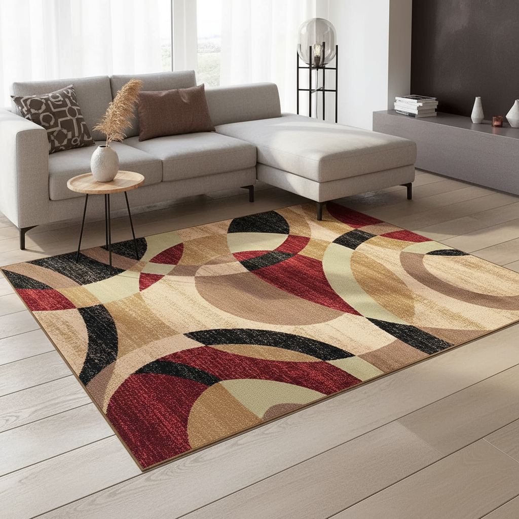 Tapis géométrique nordique chic en marron design élégant