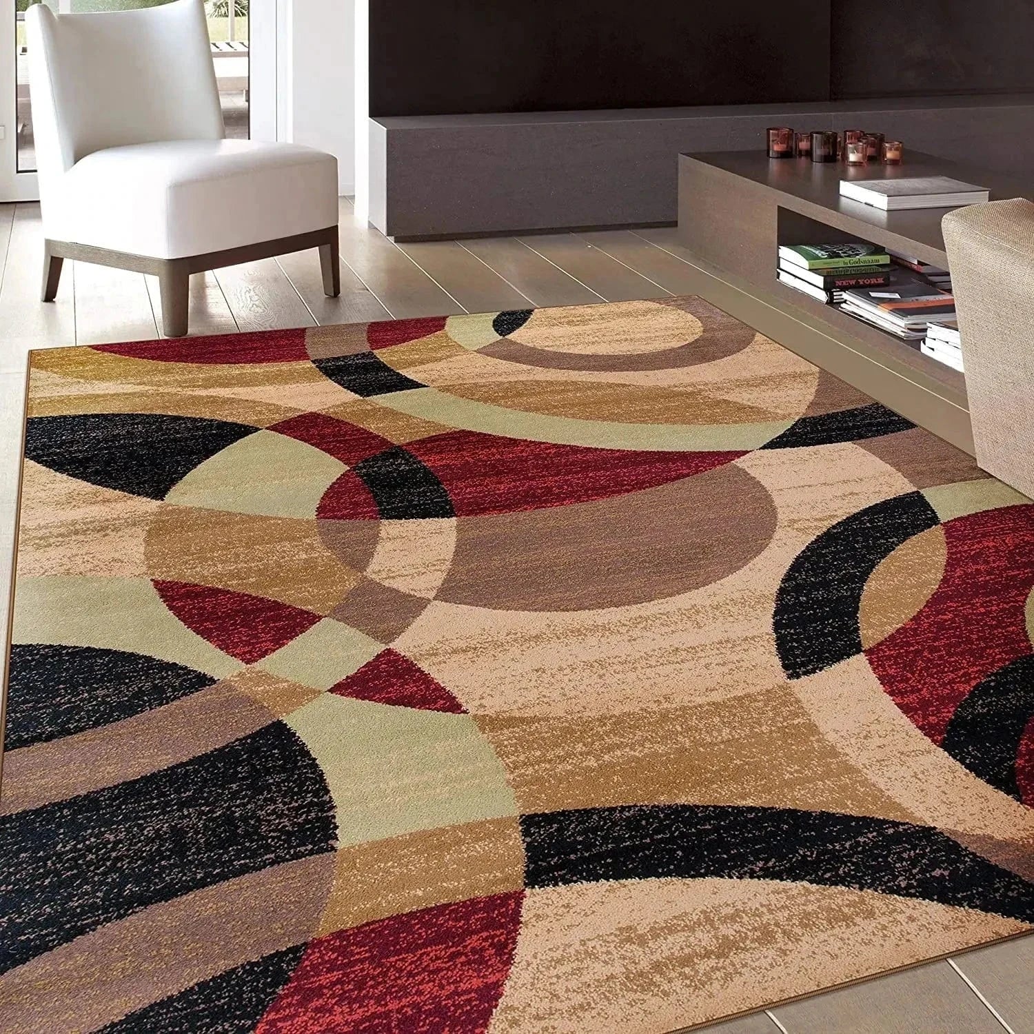 Cosysol Marron / 40x60cm 16x24inch Tapis géométrique Nordique Design Maron Chic
