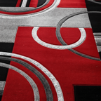 Tapis géométrique nordique rouge apaisant pour un intérieur moderne et chaleureux