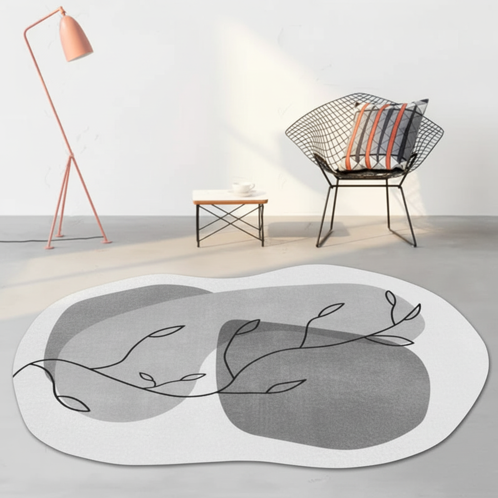 Tapis gris artistique endroit cosy lumineux